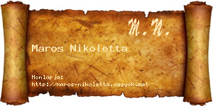 Maros Nikoletta névjegykártya